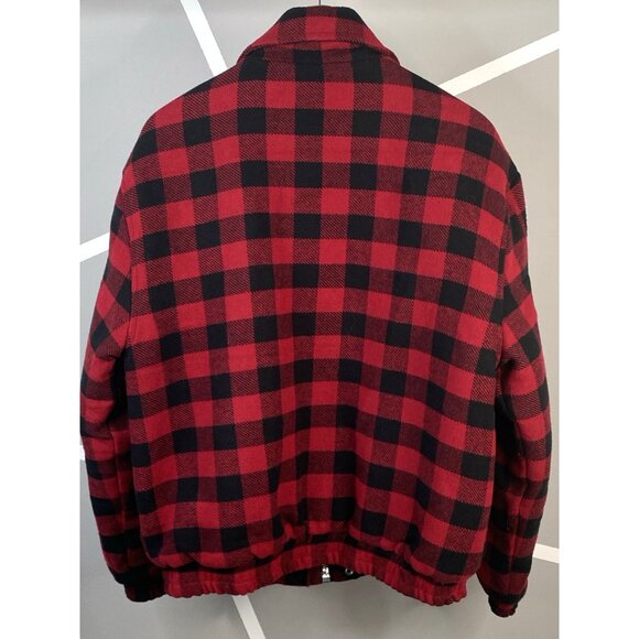 YoungLA Kingpin Jacket Men’s S Red Buffalo Plaid Quilted Lining Full Zip Snap - Picture 2 of 16